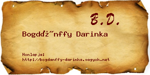 Bogdánffy Darinka névjegykártya